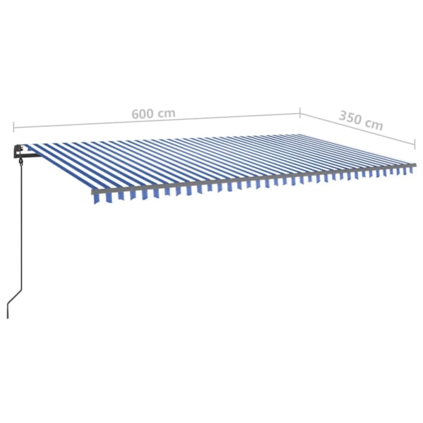 vidaXL Markis med LED manuellt infällbar 6x3,5 m blå och vit Blå