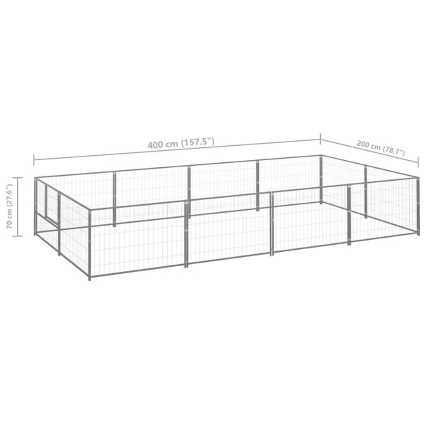 vidaXL Hundgård silver 8 m² stål Silver
