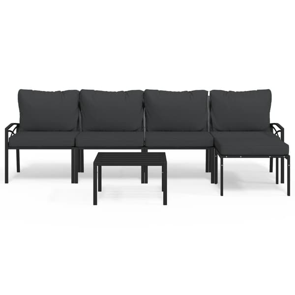 vidaXL Loungegrupp 6 delar mörkgrå dynor stål art