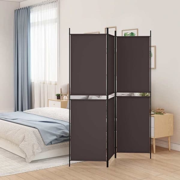 vidaXL Rumsavdelare 3 paneler 150 x 200 cm brun tyg Brun