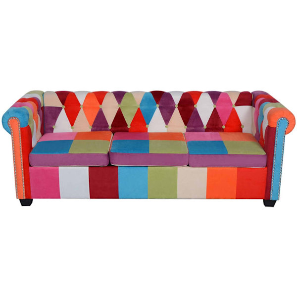 vidaXL Soffgrupp 2 st Chesterfield tyg multifärg