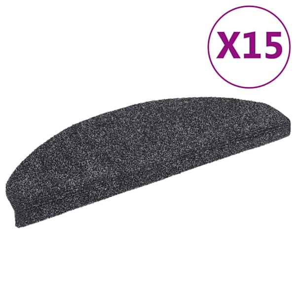 vidaXL Trappstegsmattor självhäftande 15 st brodyr 65x21x4 cm mörkgrå grå