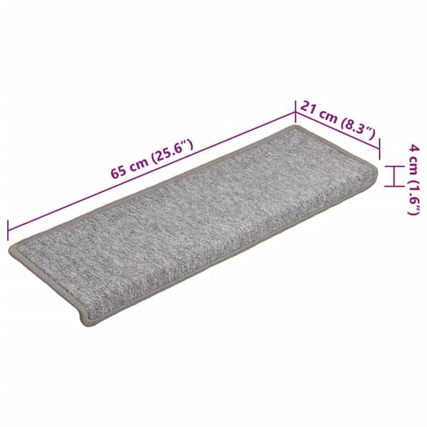 vidaXL Trappmattor 15 st 65x21x4 cm ljusgrå rektangulär kant grå