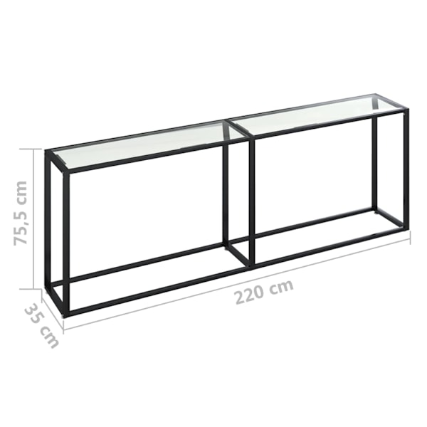 vidaXL Konsolbord transparent 220x35x75,5 cm härdat glas Transparent