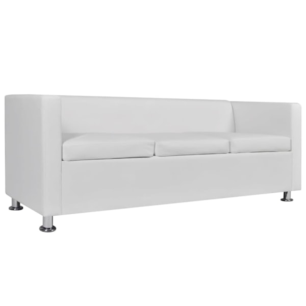 vidaXL Soffa i vit konstläder 3-sitsig Vit