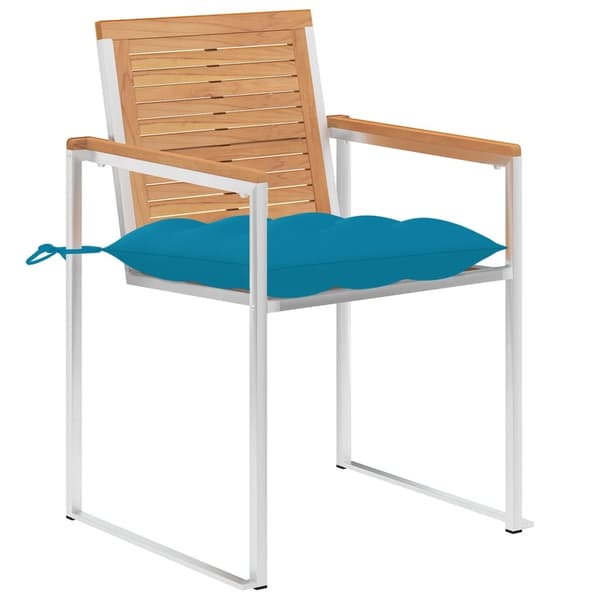 vidaXL Trädgårdsstolar med dynor 4 st massiv teak Blå