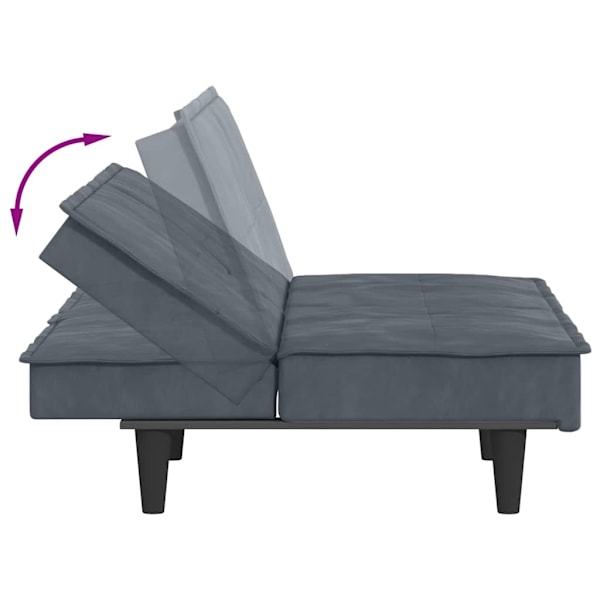 vidaXL Bäddsoffa med mugghållare mörkgrå sammet Grå