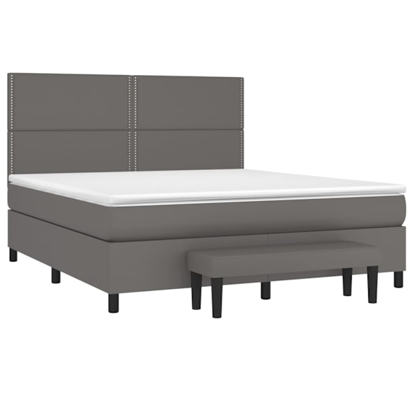 vidaXL Ramsäng med madrass grå 180x200 cm konstläder Grå