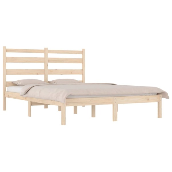 vidaXL Sängram massiv furu 120x190 cm Brun