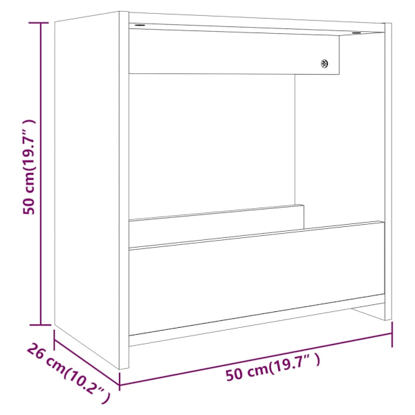 vidaXL Sidobord rökfärgad ek 50x26x50 cm konstruerat trä Brun