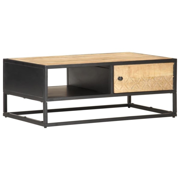 vidaXL Sängbord med snidad dörr 90x55x36 cm grovt mangoträ Brun