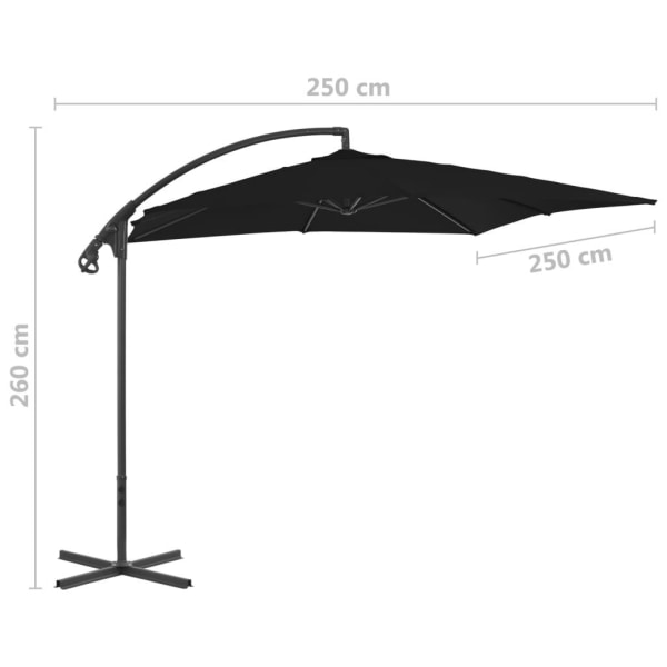 vidaXL Frihängande parasoll med stålstång 250x250 cm svart Svart
