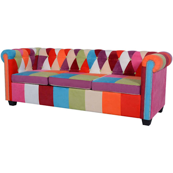 vidaXL Soffgrupp 2 st Chesterfield tyg multifärg