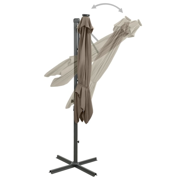 vidaXL Frihängande trädgårdsparasoll med stång och LEDs taupe 250 cm Taupe