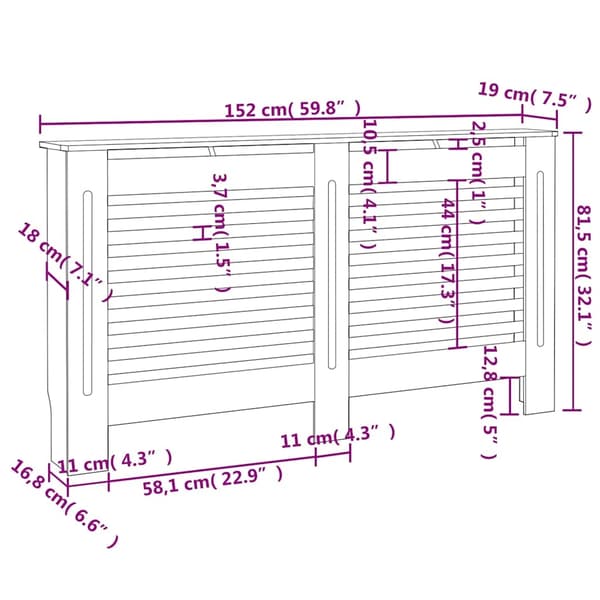vidaXL Elementskydd svart 152x19x81,5 cm MDF Svart