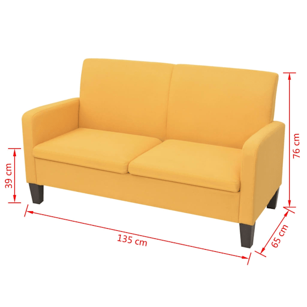 vidaXL 2-sitssoffa 135x65x76 cm gul Gul