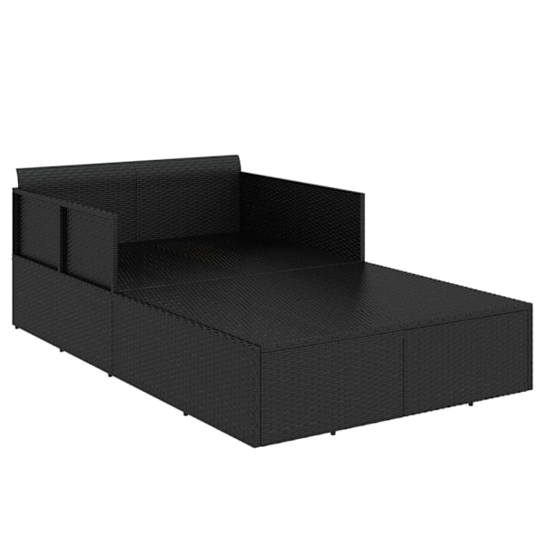 vidaXL Solsäng med dynor svart 182x118x63 cm konstrotting Svart