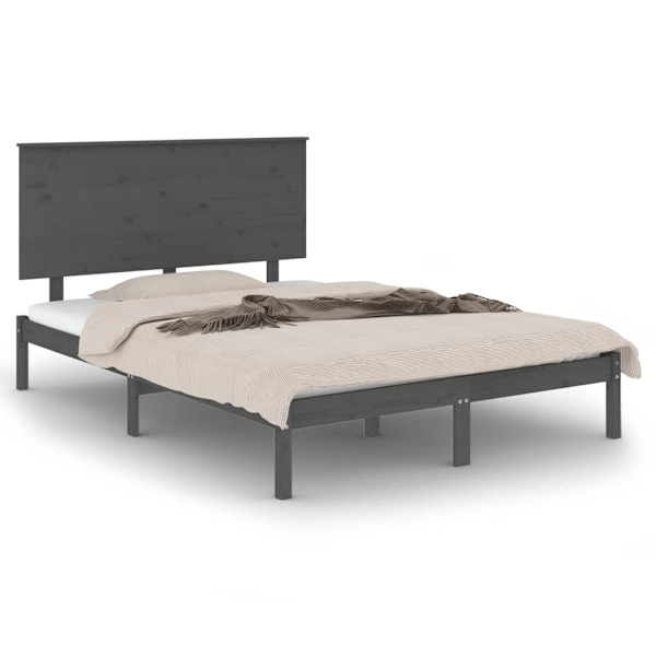vidaXL Sängram grå massiv furu 120x200 cm enkelsäng Grå