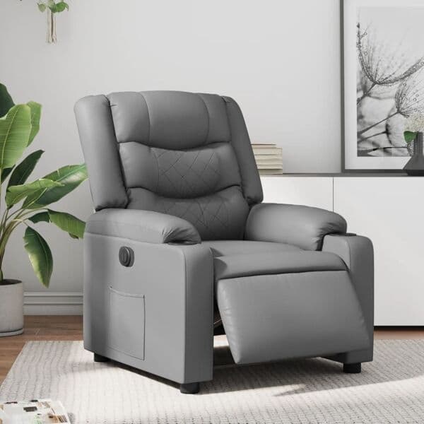 vidaXL Elektrisk reclinerfåtölj grå konstläder Grå