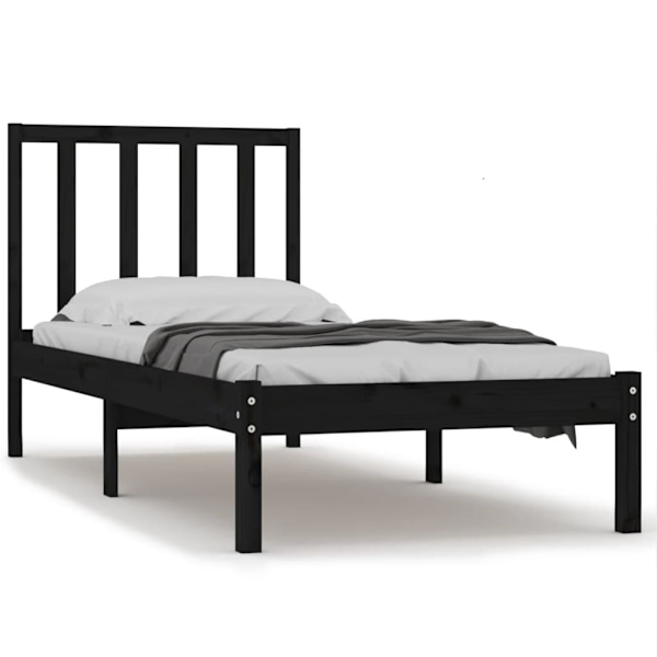 vidaXL Sängram svart massiv furu 90x200 cm Svart
