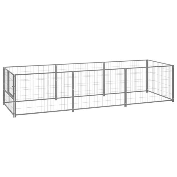 vidaXL Hundgård silver 3 m² stål Silver