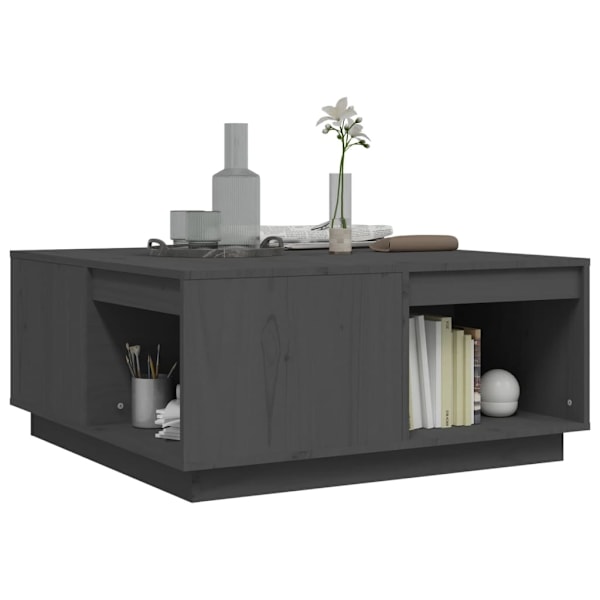 vidaXL Soffbord grå 80x81x36,5 cm massivt furu Grå