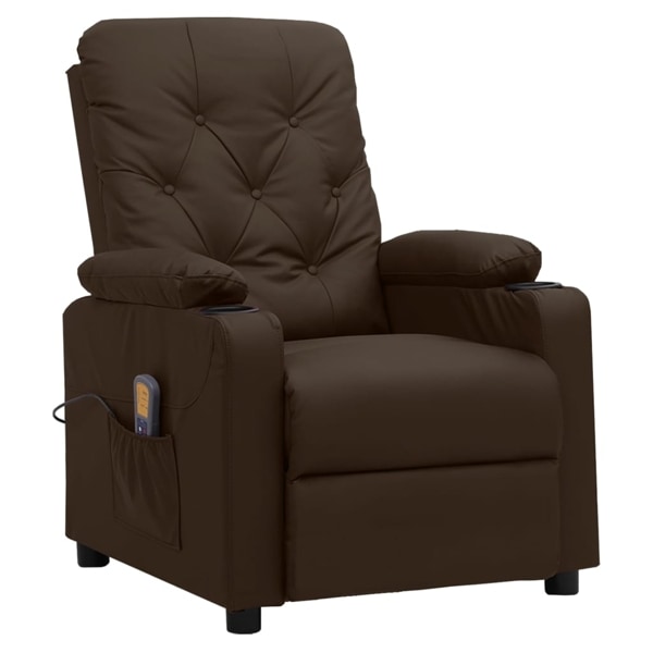 vidaXL Massagefåtölj brun konstläder Brun