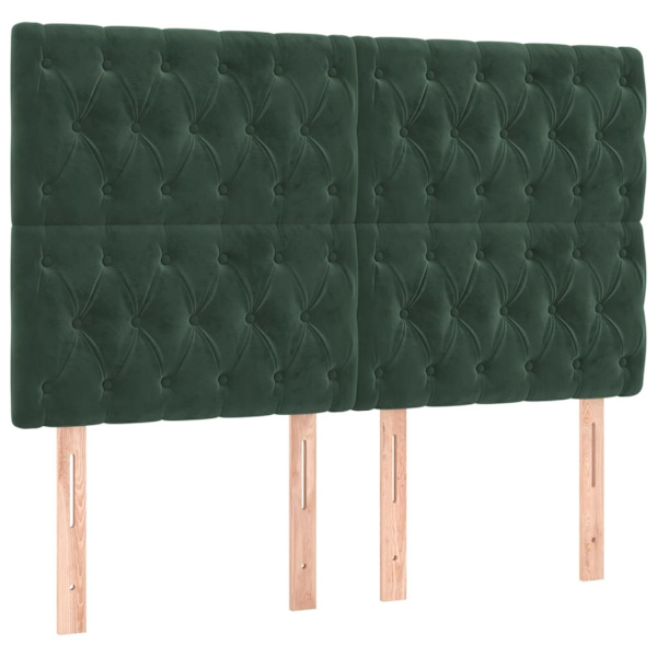 vidaXL Sänggavel LED mörkgrön 160x7x118/128 cm sammet Grön