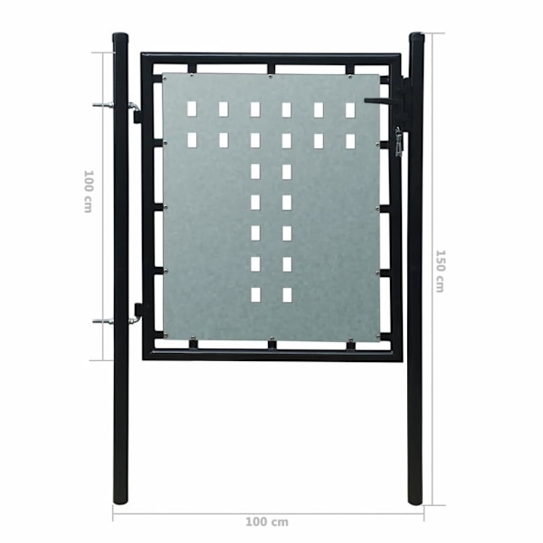 vidaXL Grind singeldörr svart 100 x 150 cm Svart