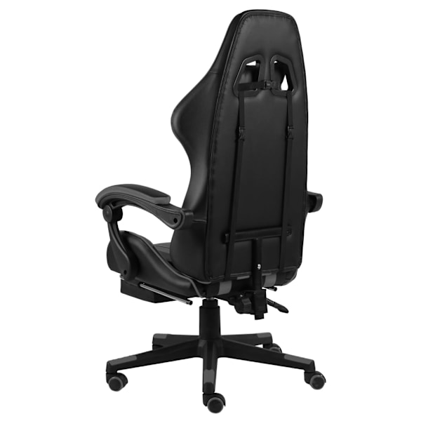 vidaXL Gamingstol med fotstöd svart och grå konstläder grå