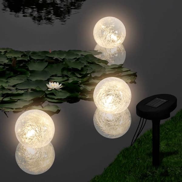 vidaXL Pool lampa 3 LED solenergi Vit
