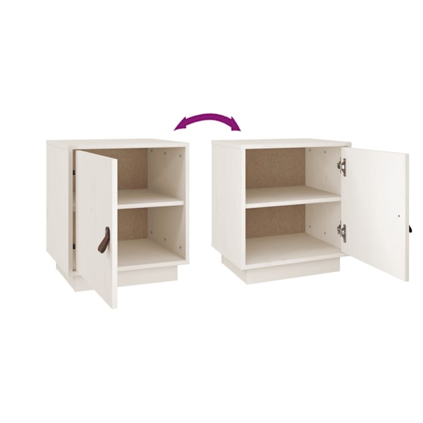 vidaXL Sängbord 2 st vit 40x34x45 cm massivt furuträ Vit