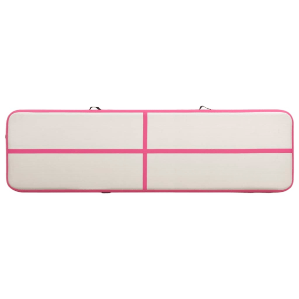 vidaXL Uppblåsbar gymnastikmatta med pump 800x100x15 cm PVC rosa Rosa