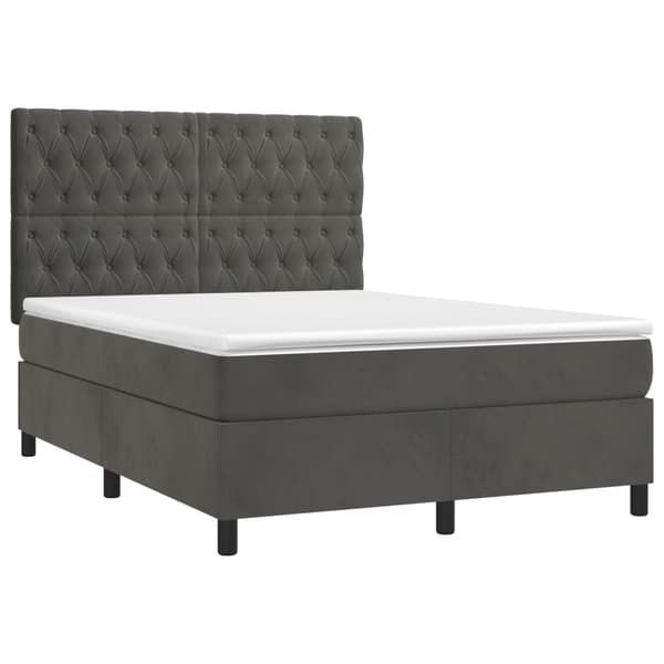vidaXL Ramsäng med madrass mörkgrå 140x200 cm sammet Grå