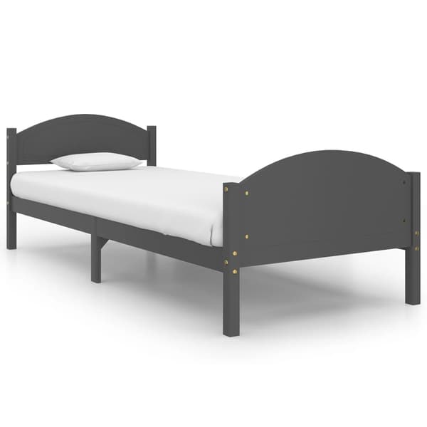 vidaXL Sängram mörkgrå massiv furu 100x200 cm grå