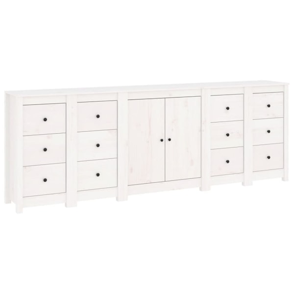 vidaXL Skänk vit 230x35x80 cm massiv furu Vit