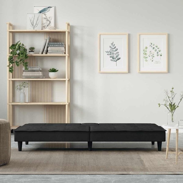 vidaXL Bäddsoffa med mugghållare svart sammet Svart