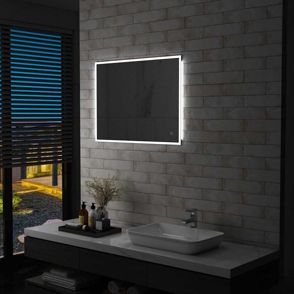 vidaXL Badrumsspegel LED med touch-sensor 80x60 cm Silver