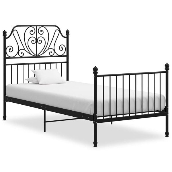 vidaXL Sängram utan madrass svart metall 90x200 cm Svart