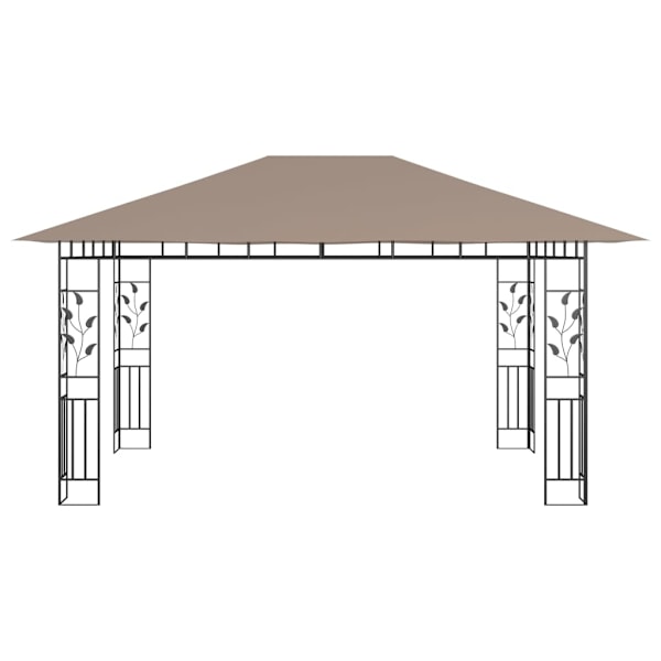 vidaXL Paviljong myggnät och ljusslinga LED 4x3x2,73 m taupe 180 g/m² Taupe
