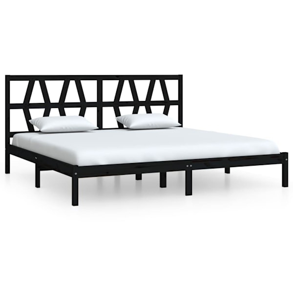 vidaXL Sängram svart massiv furu 200x200 cm Svart