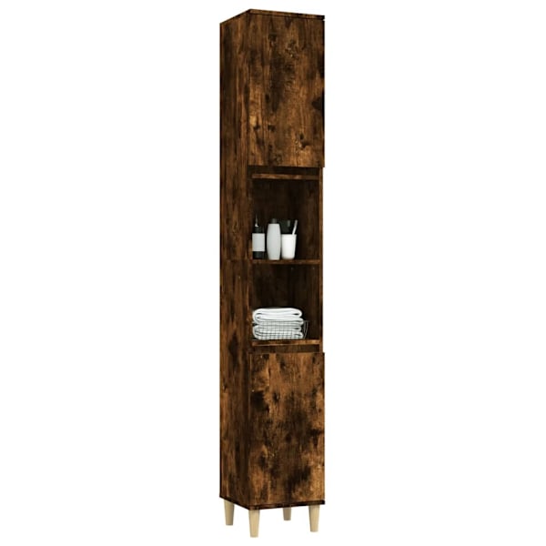 vidaXL Badrumsskåp rökfärgad ek 30x30x190 cm konstruerat trä Brun