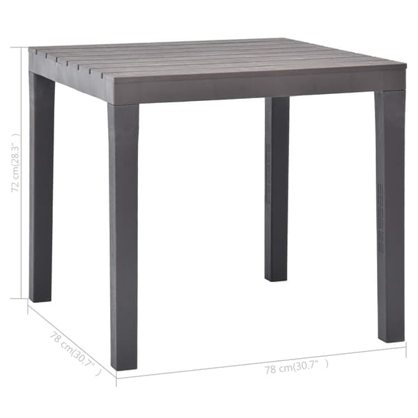 vidaXL Trädgårdsbord mocca 78x78x72 cm plast grå