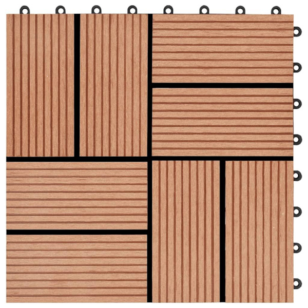 vidaXL Trall 22 st 30x30 cm 2 kvm WPC teakfärg Brun
