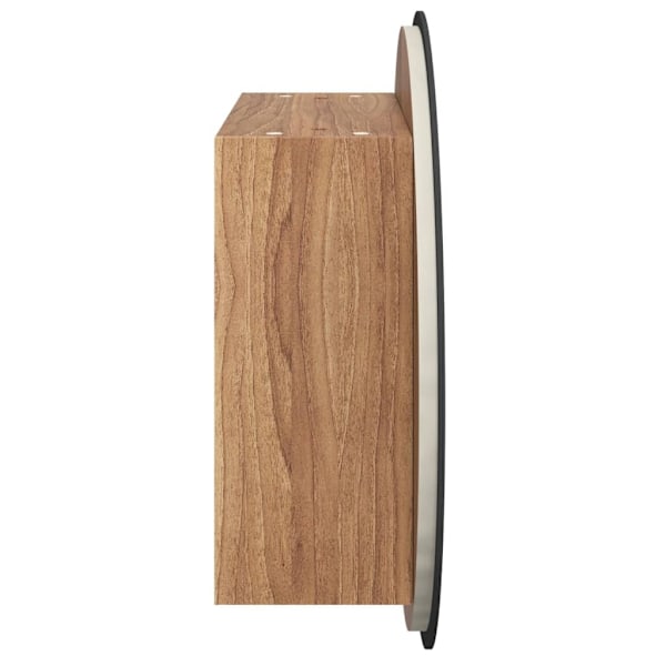 vidaXL Badrumsskåp med rund spegel och LED ek 47x47x17,5 cm Brun