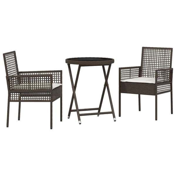 vidaXL Trädgårds Bistro Set 3 st Brun konstrotting Brun
