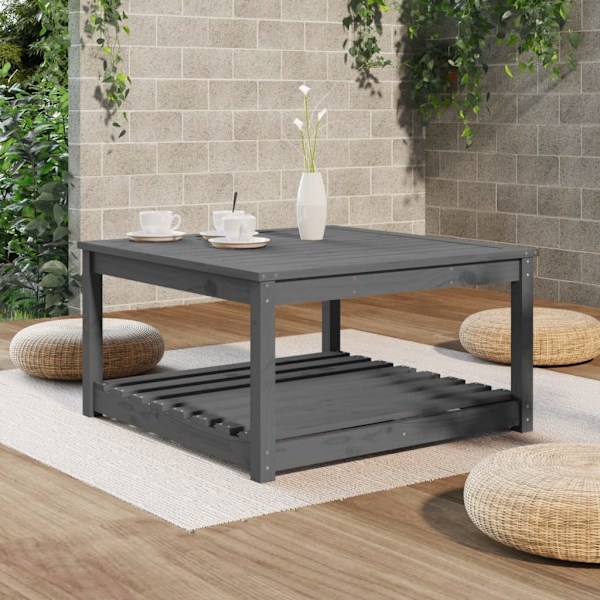 vidaXL Trädgårdsbord grå 82,5x82,5x45 cm massiv furu Grå