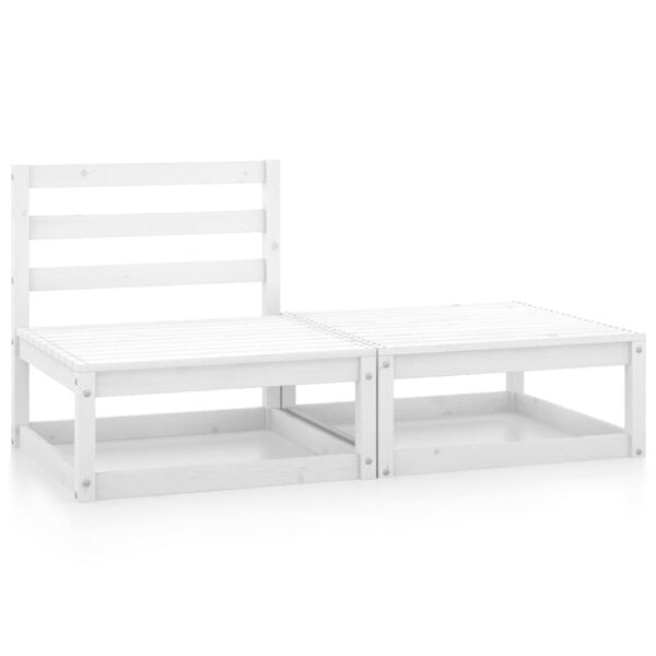 vidaXL Loungegrupp 2 delar vit massiv furu Vit