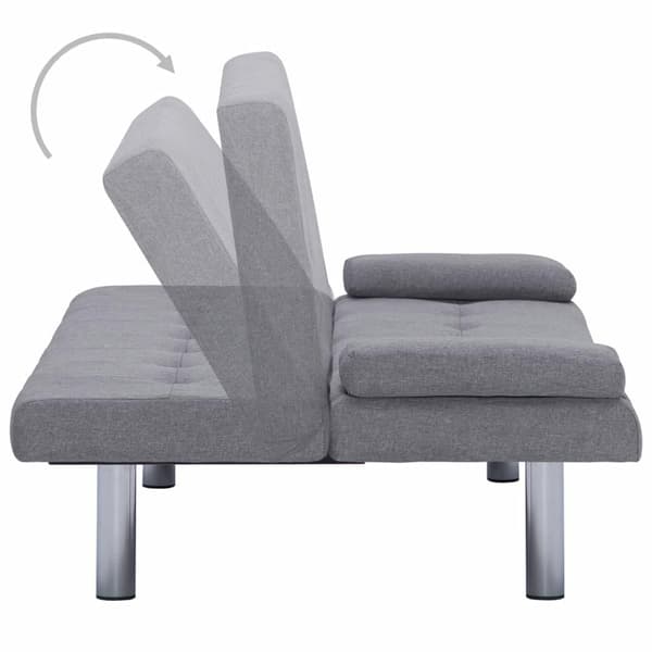 vidaXL Bäddsoffa med två kuddar ljusgrå polyester grå
