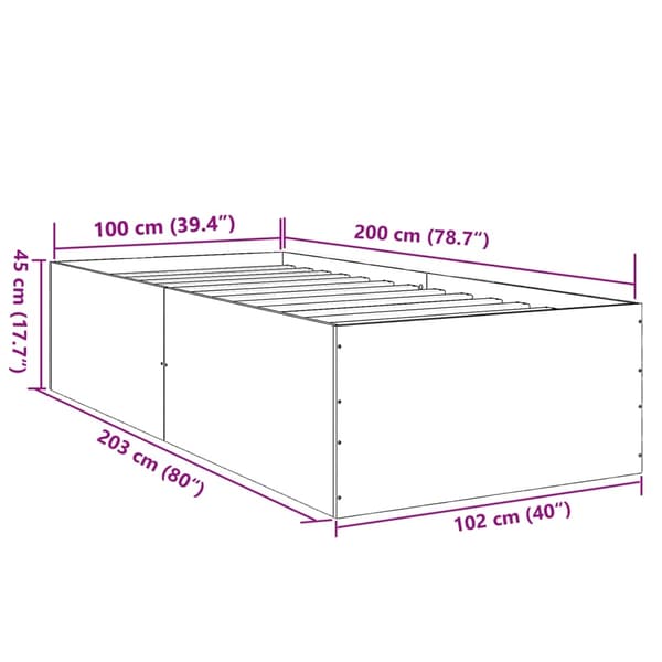 vidaXL Sängram vit 100x200 cm konstruerad trä Vit